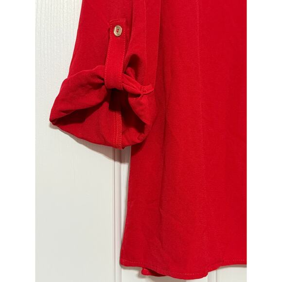 Susan Graver Red Long Sleeve Blouse, Size 14 - Picture 4 of 7